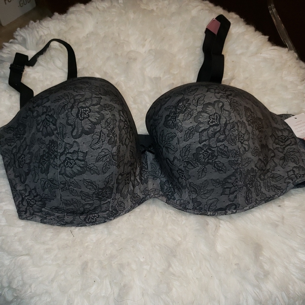 Lane Bryant Floral Lace Bra in Black and Gray